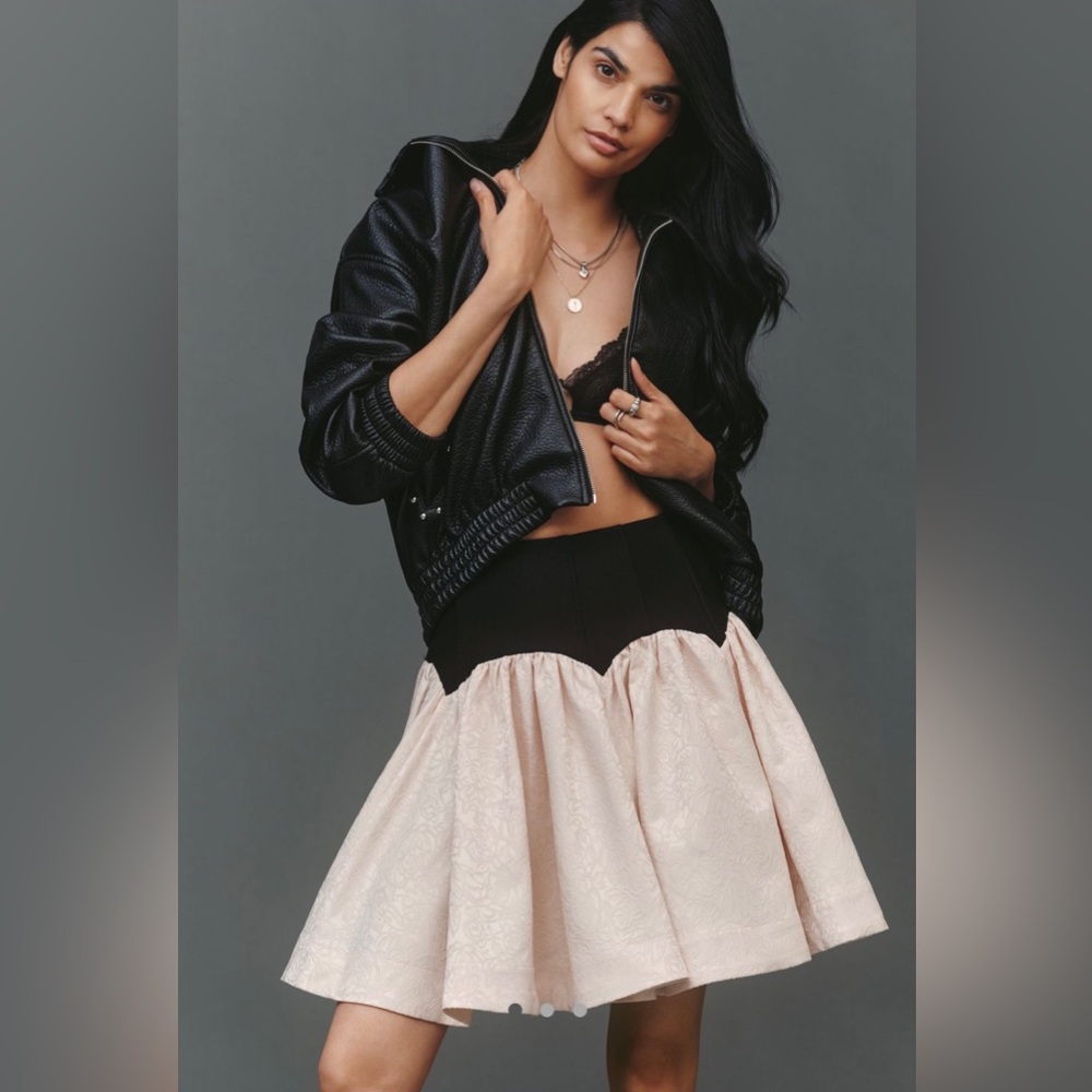 Maeve Basque waist knit Jacquard mini skirt